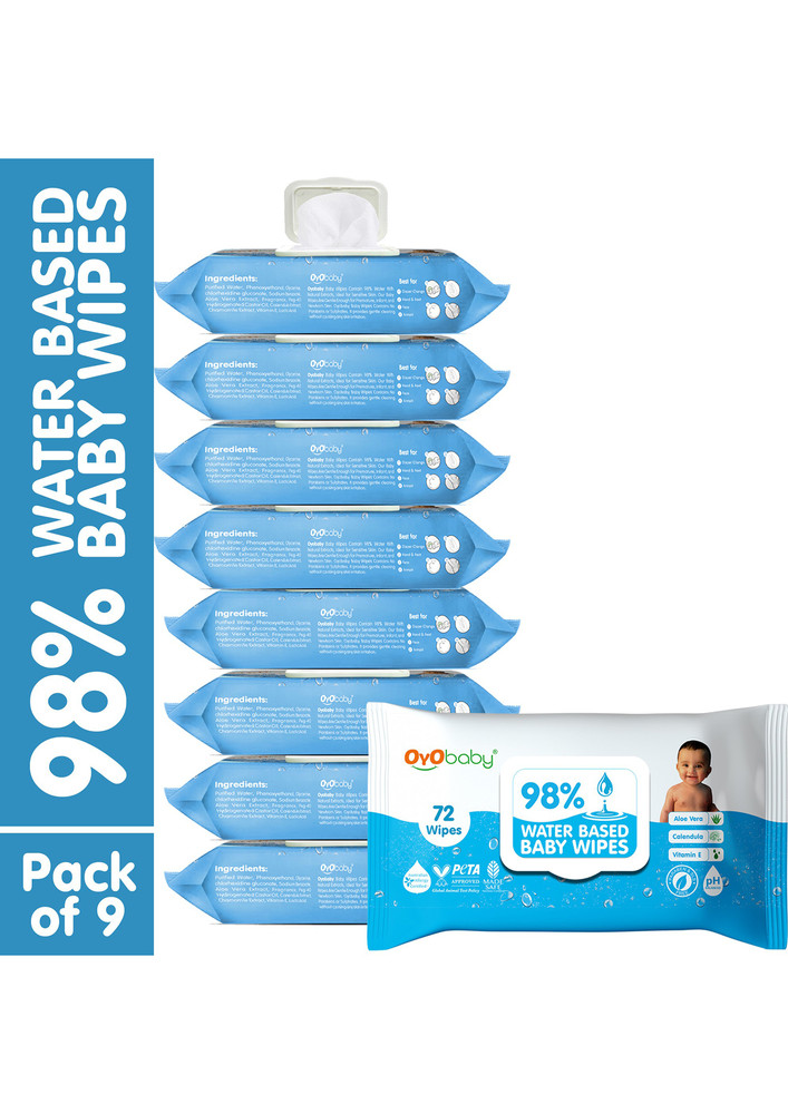 Oyo Baby 98% Water Wipes With Aloe Vera And Vitamin E, Calendula Extracts Baby Wipes (648 Wipes)-OB-2352-9