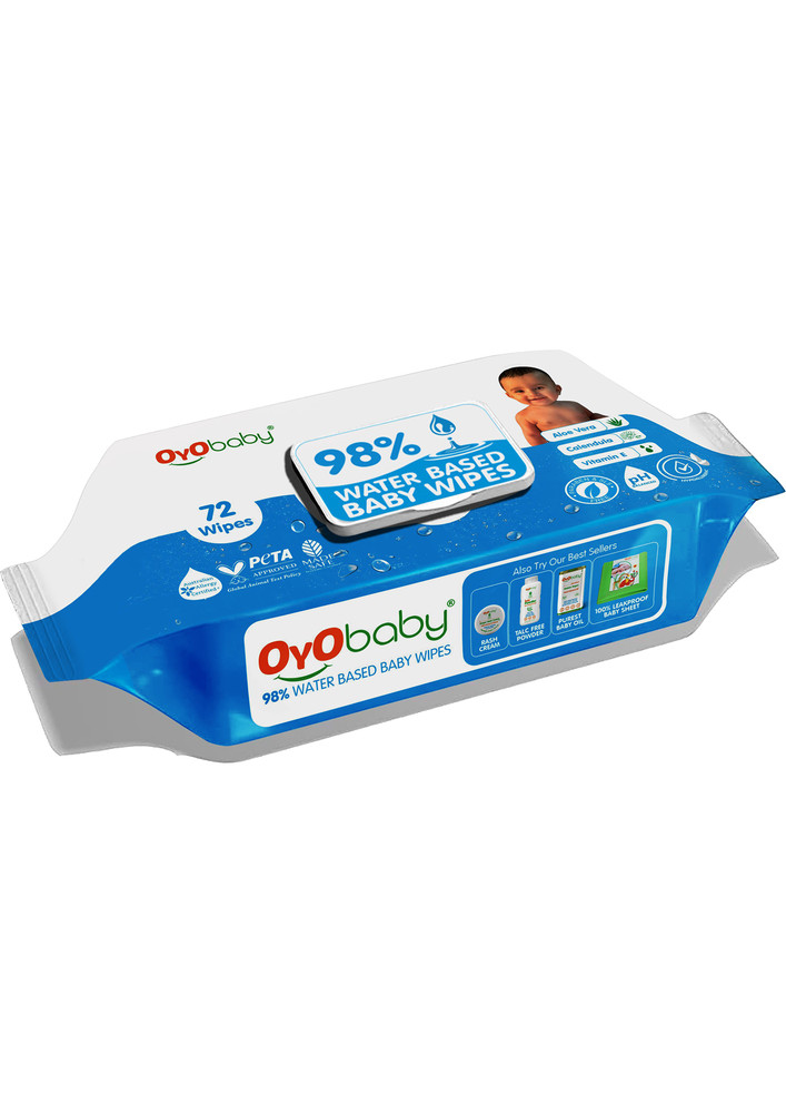 Oyo Baby 98% Water Wipes With Aloe Vera And Vitamin E, Calendula Extracts Baby Wipes (72 Wipes)-OB-2352