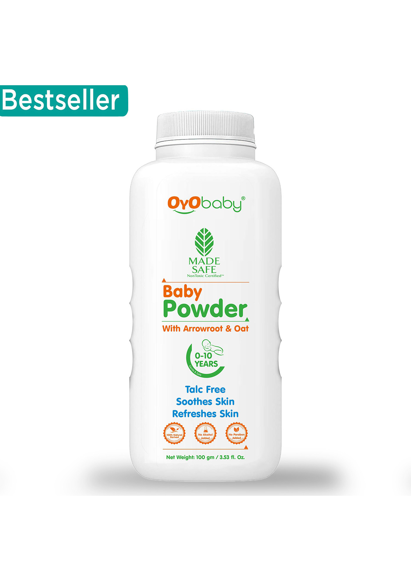 Oyo Baby Baby Talc Free Natural Baby Powder with Vetiver & Olive Extracts, Natural, No Parabens, No Alcohol Baby Powder (100 g)-OB-2354