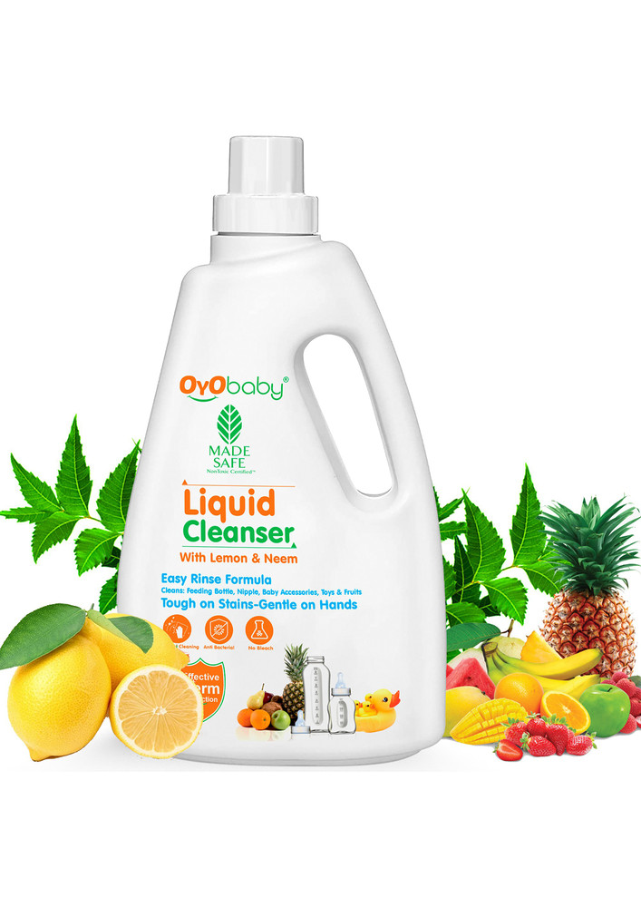 Oyo Baby Anti-Bacterial Baby Liquid Cleanser For Fruits, Bottles, Accessories And Toys Neem Liquid Detergent (1 L)-OB-2366