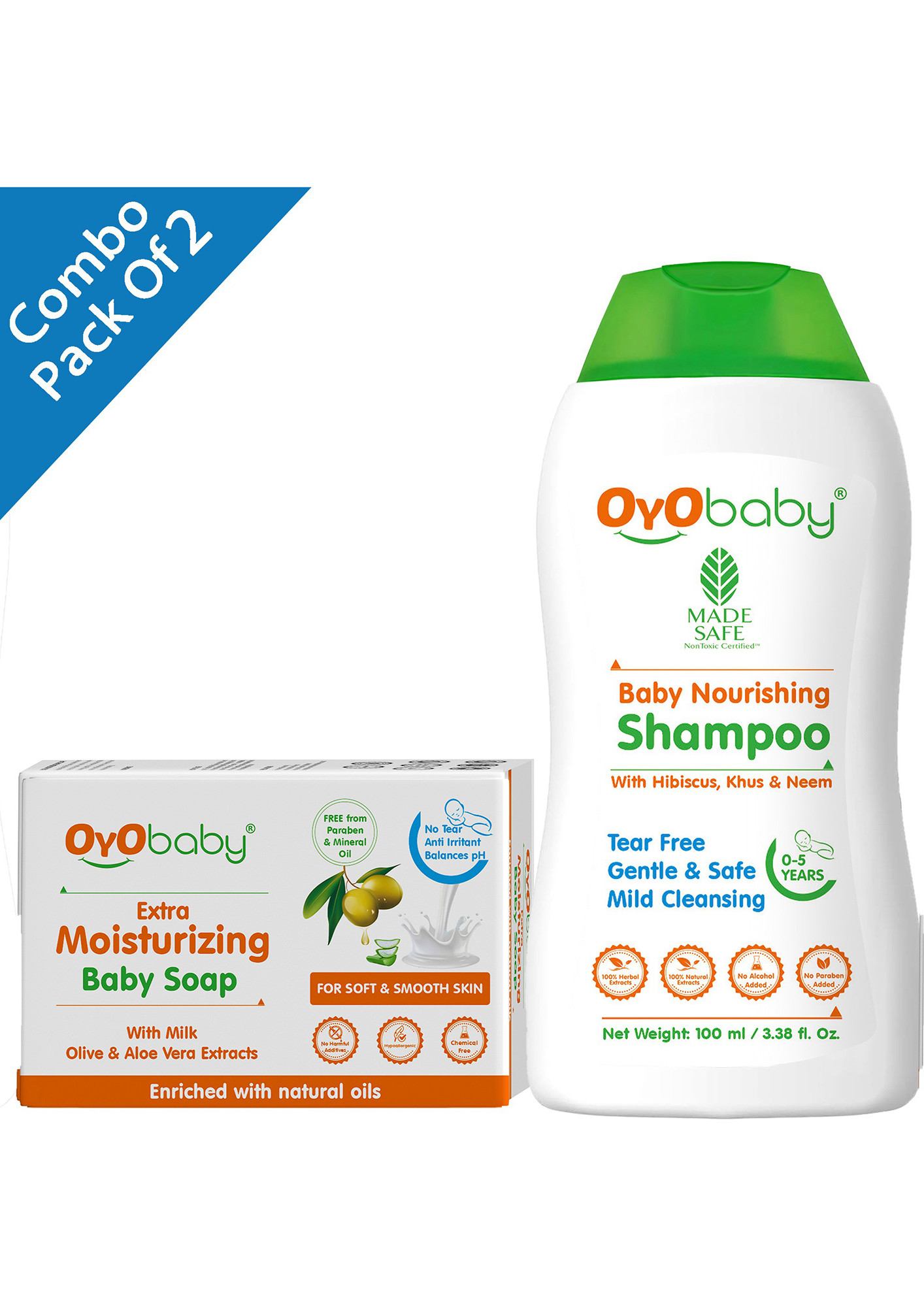 Oyo Baby Baby Soap And Baby Shampoo For New Born Baby (White)-OB-2402-2GS