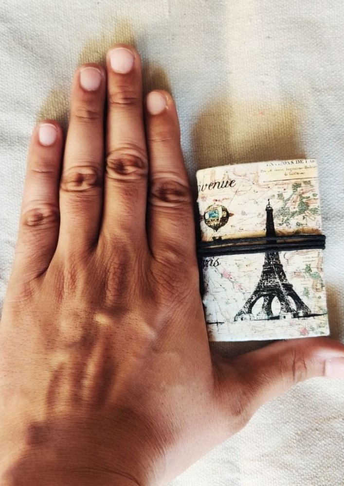 Mini Recycled Paper Journal - Eiffel Tower