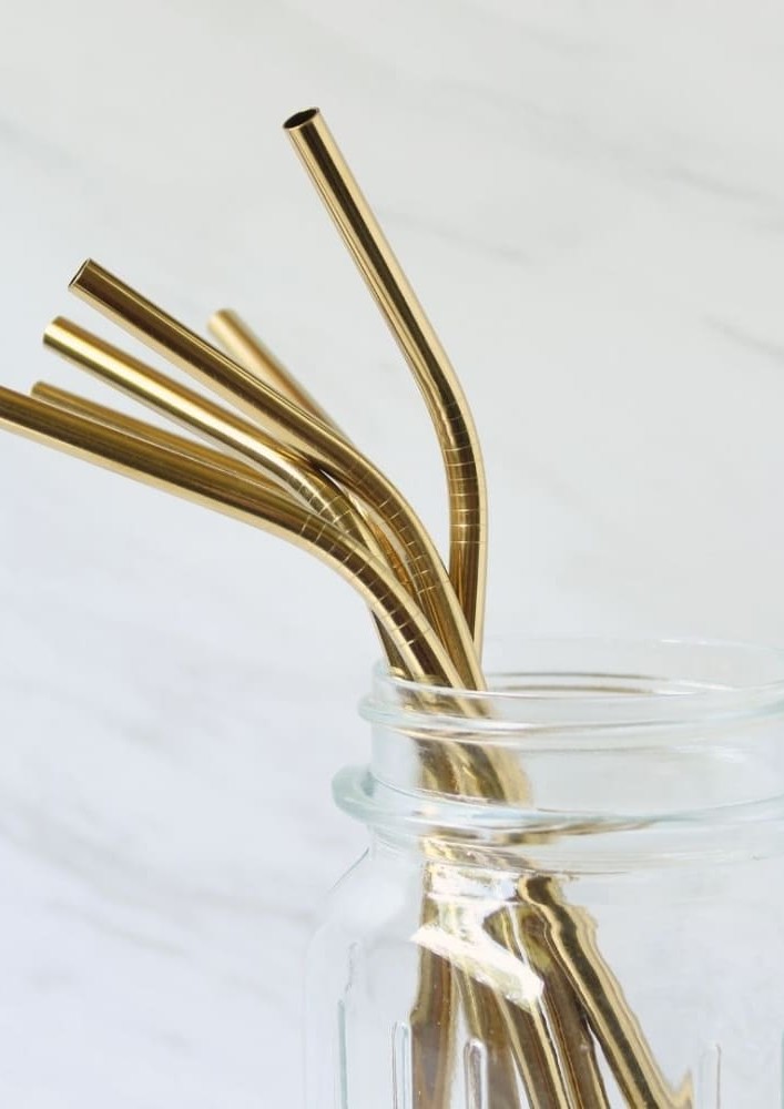 Brass / Copper Straws With Cleaner - Pack of 2 (Brass) ST+Bend