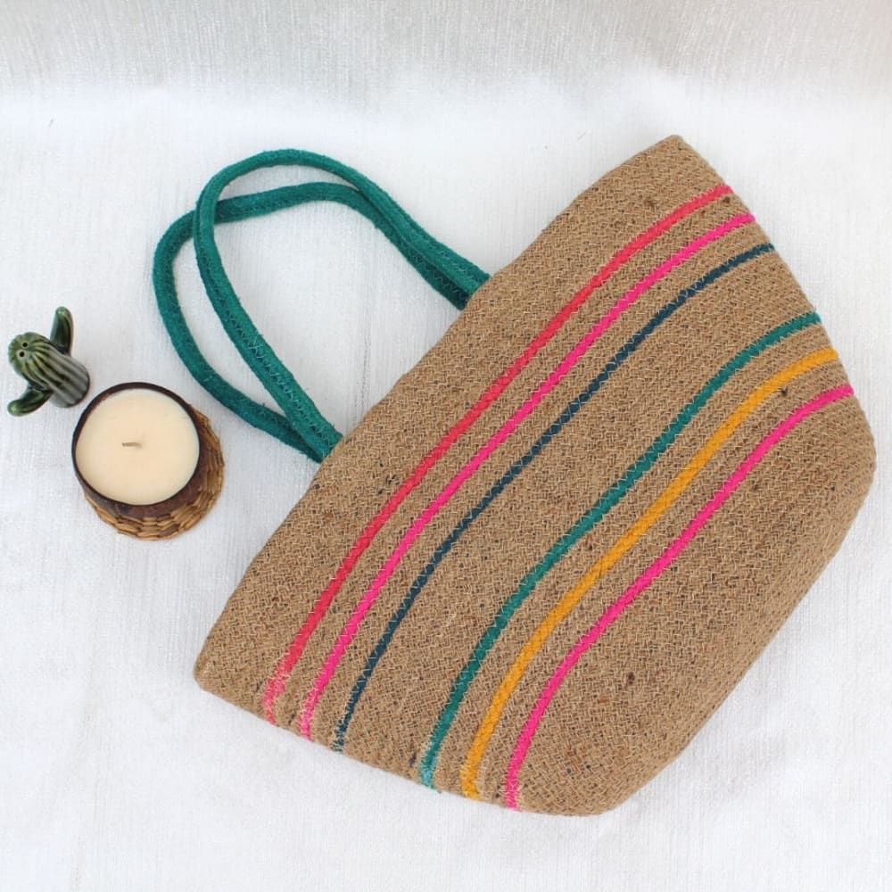 Jute handbag, Handmade Indian Jute Tote Bag, Reusable Carry Bag, tiffin bag,  Ikat Printed, Eco-Friendly Tote, Shopper Bag with handle, Waterproof, With  Inner Compartments – ZIP, BOTTLE HOLDER, Anchor
