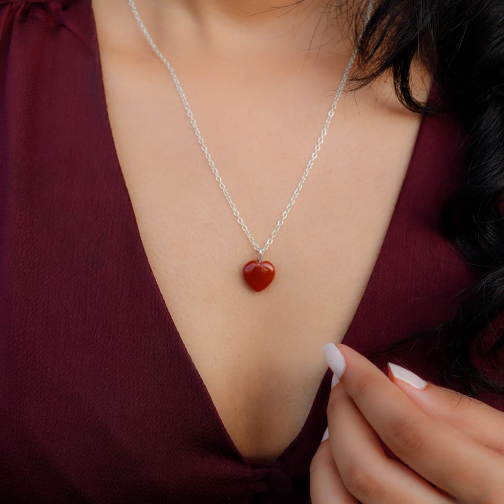 Red Jasper Heart Pendant (दिल लॉकेट) | Buy Red Heart Necklace