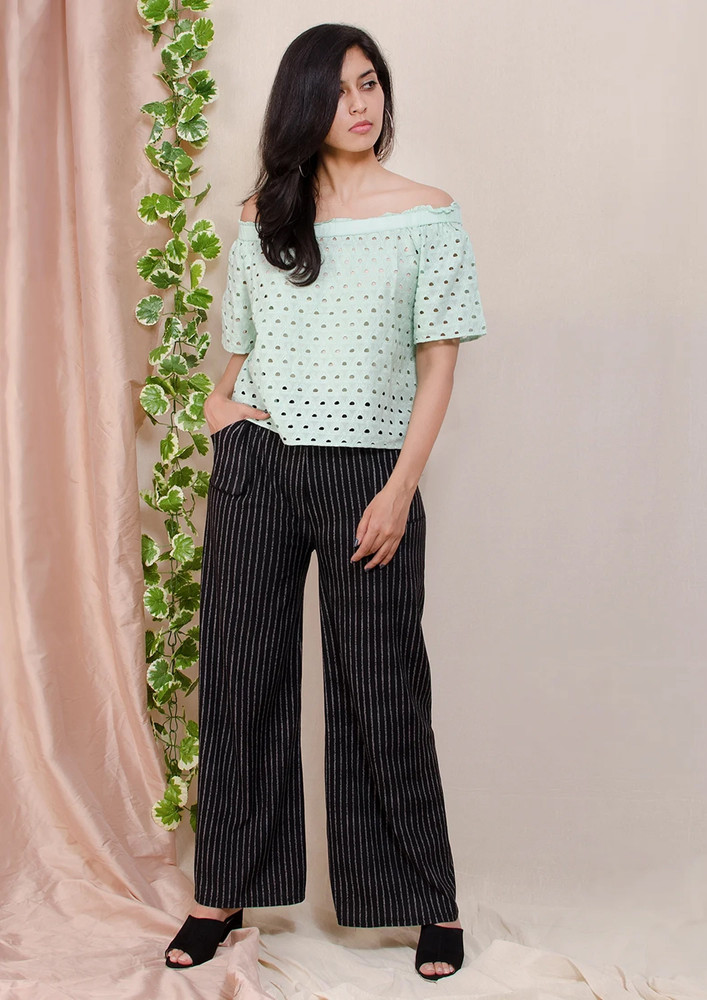Taggd Off Shoulder Style Green Top