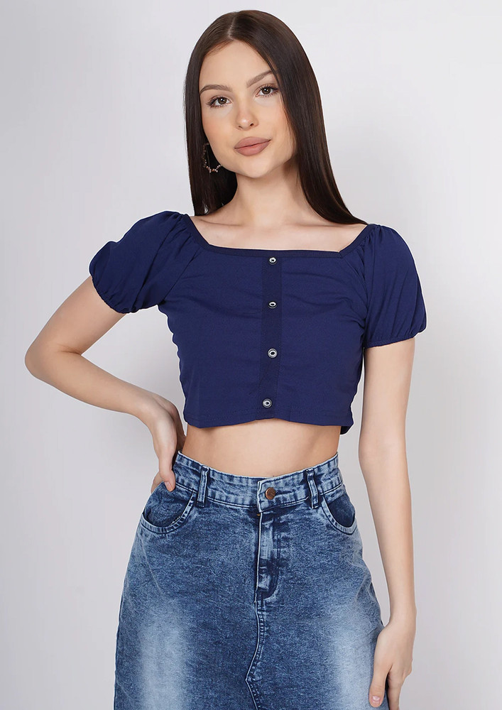 Taggd Blue Button Up Top