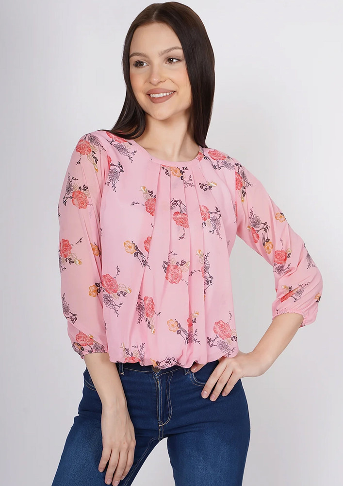 Taggd Round Neck Floral Top