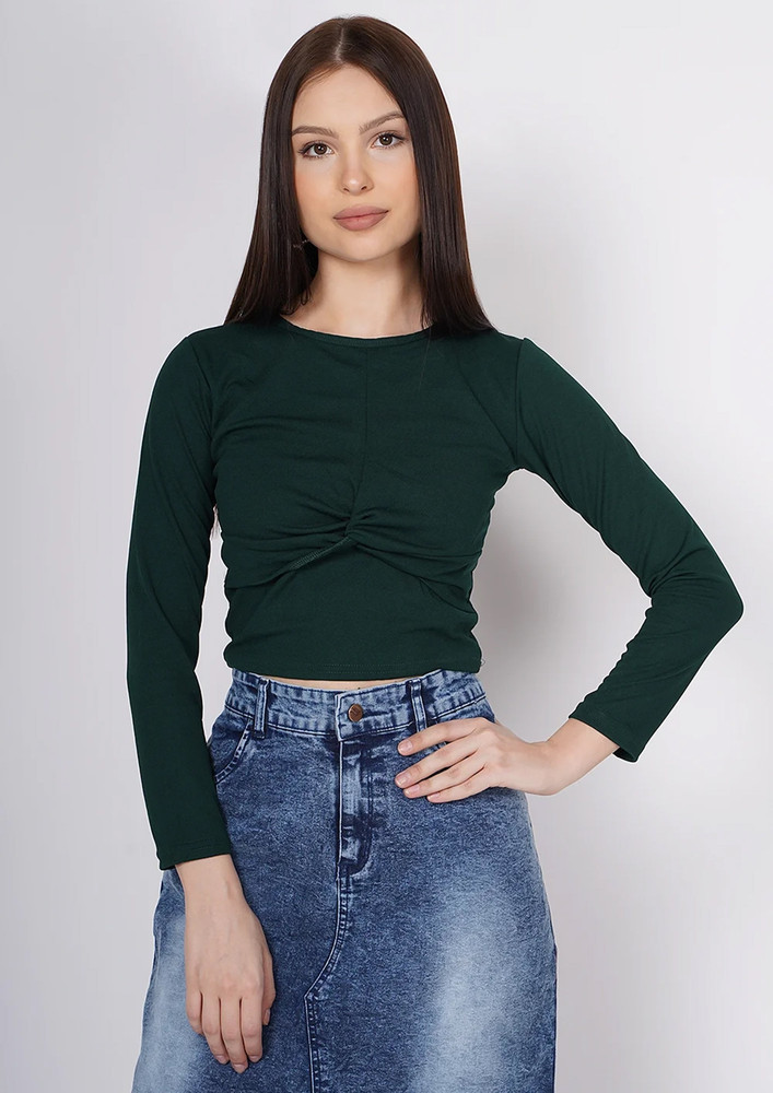 TAGGD Full Sleeve Green Crop Top
