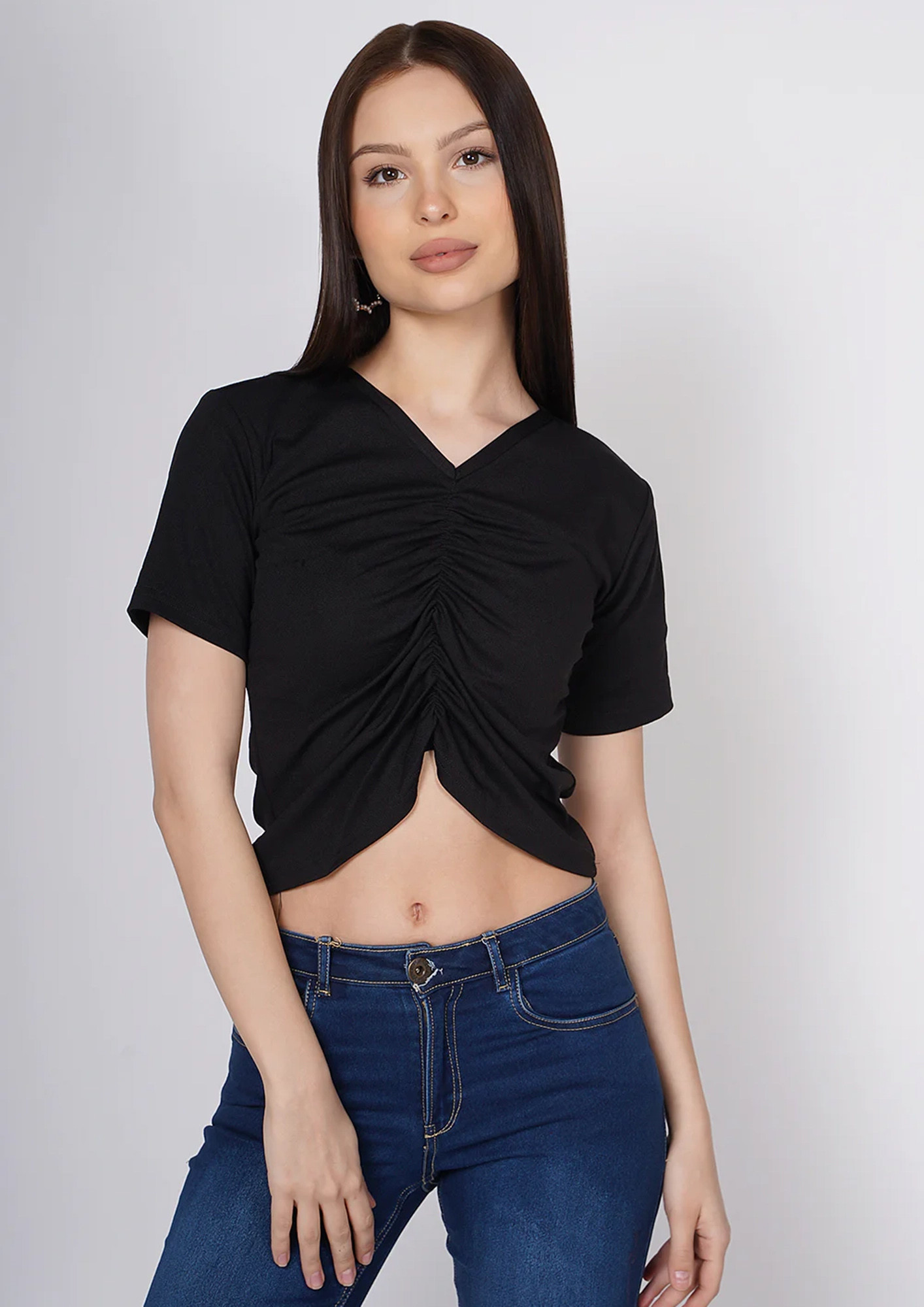 TAGGD V Neck Crop Twisted Top