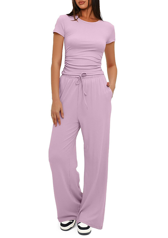 Pink Lounge Fitted Top & Pants Set