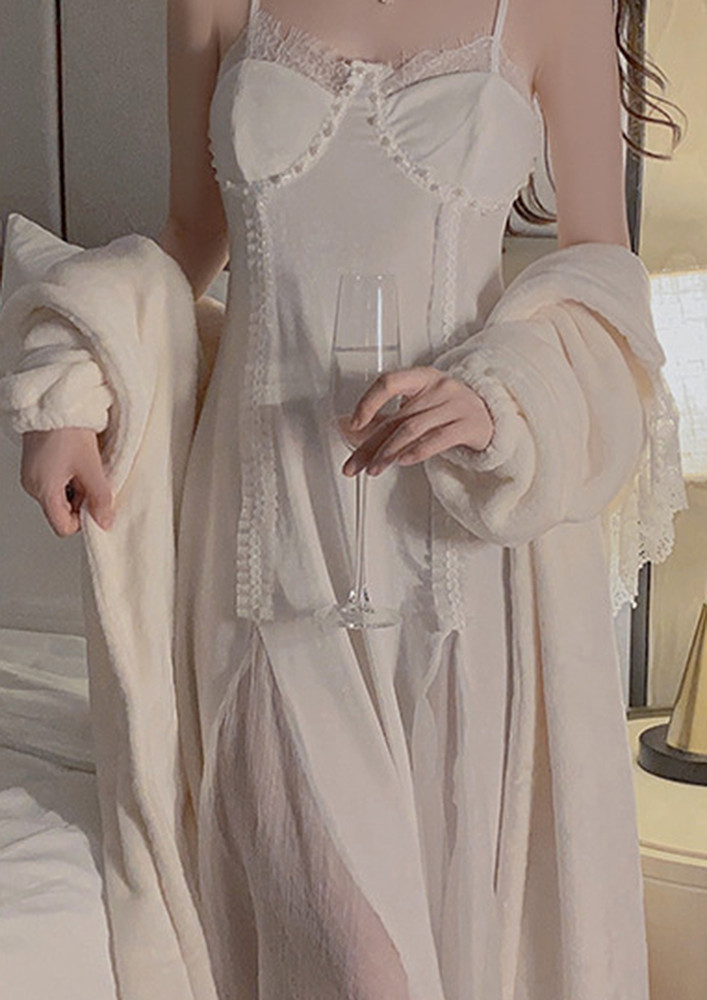 White Mid-length Irregular Nightdress