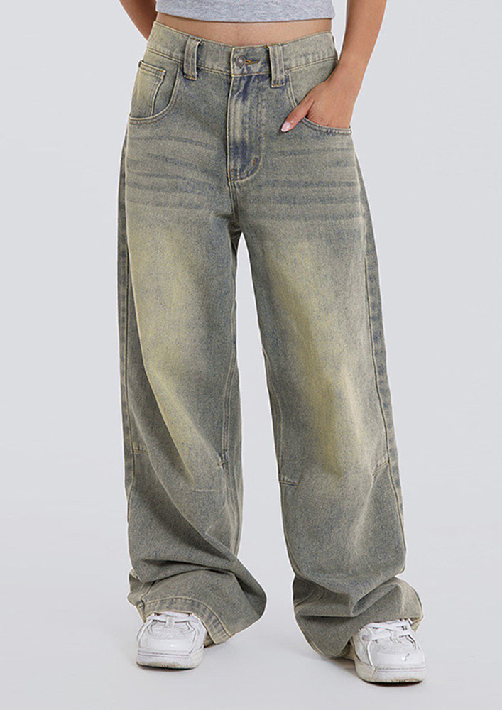 LIGHT BLUE WASHED-LOOK BAGGY JEANS