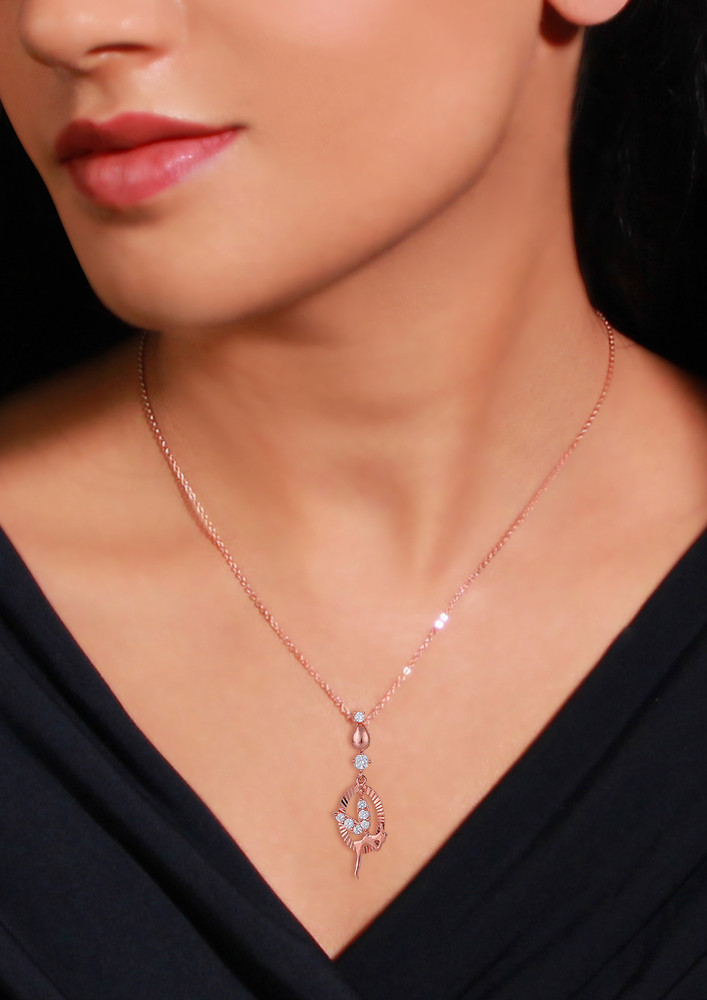 Rose Gold Zircon Fairy Pendant With Link Chain