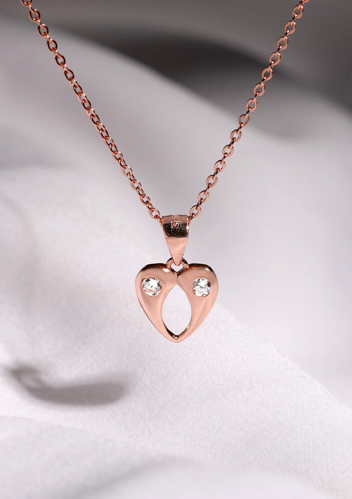 Rose Gold Charming Heart Pendant With Link Chain