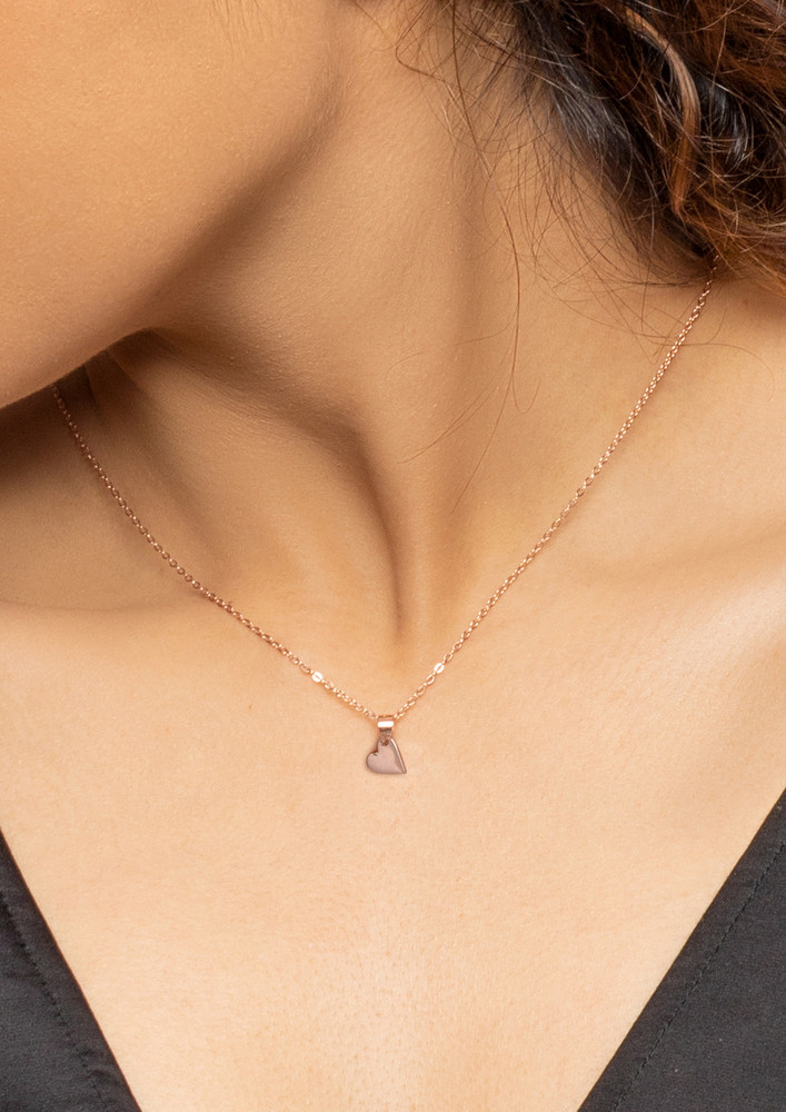 Rose Gold Classic Heart Pendant With Link Chain