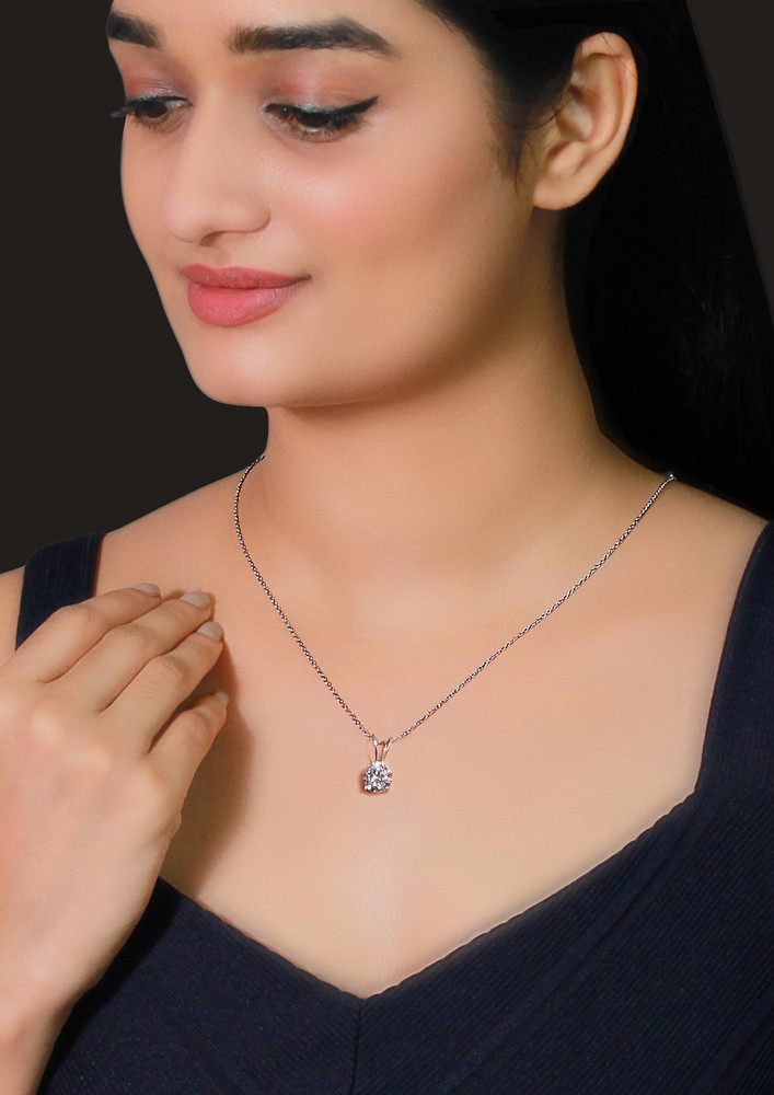 Anushka Sharma Silver Zircon Pendant With Link Chain