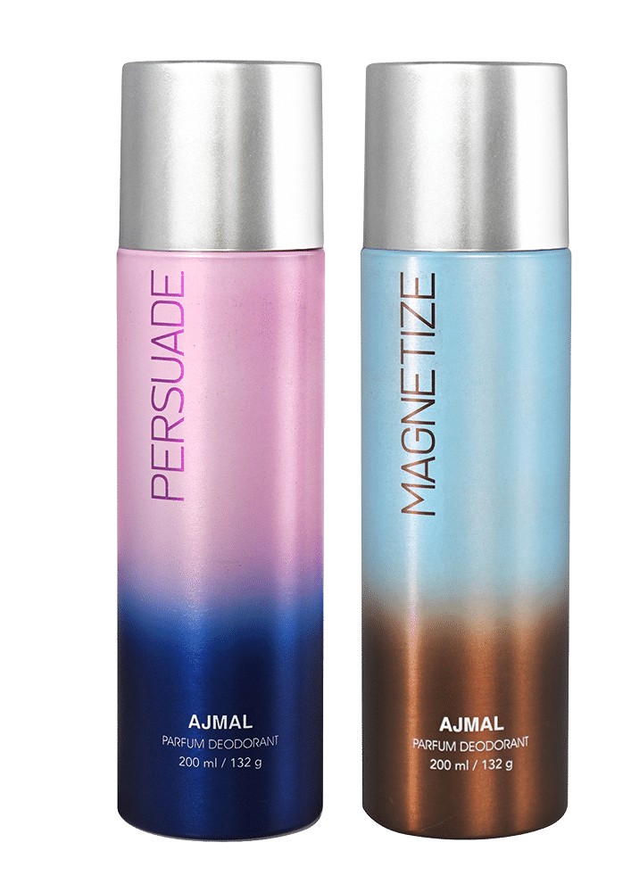 Ajmal Persuade & Magnetize Deodorant Combo pack of 2 High Quality Deodorants 200 ml each (Total 400ML) Gift For Men & Women + 1 Perfume Tester