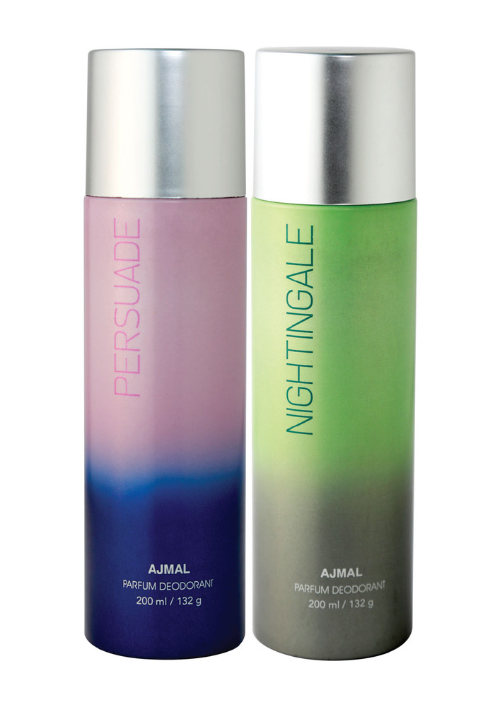 Ajmal Persuade & Nightingale Deodorant Combo pack of 2 High Quality Deodorants 200 ml each (Total 400ML) Gift For Men & Women + 1 Perfume Tester