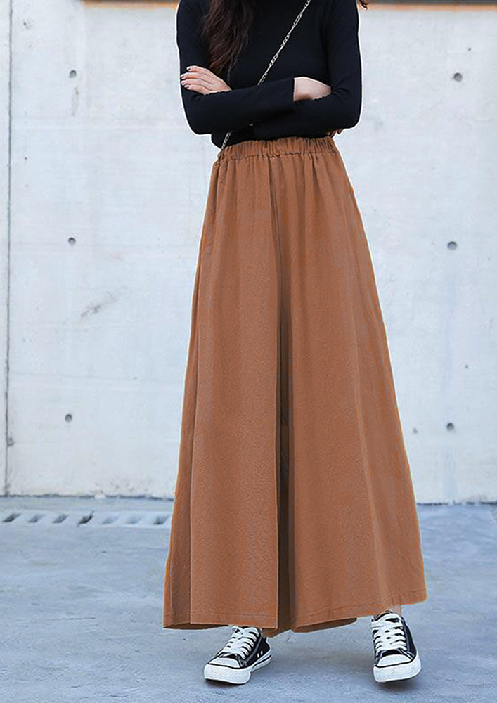 Brown Wide Legged Pants With Inseam Pockets