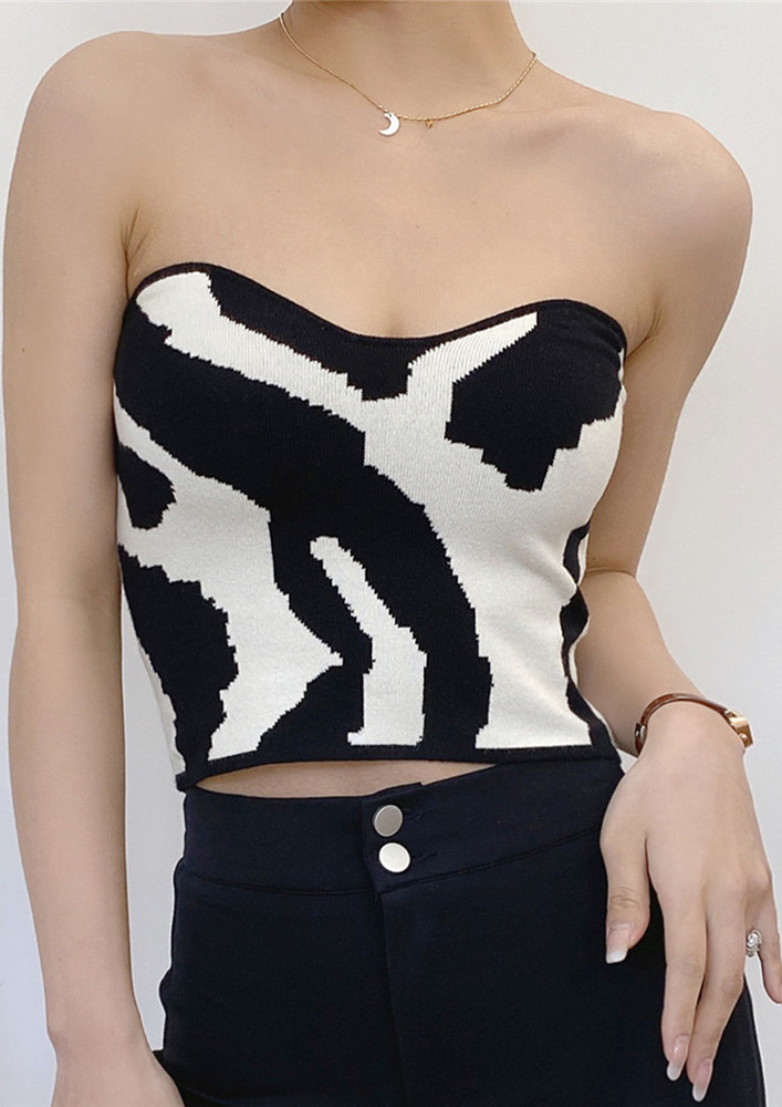 Black And White Abstract Pattern Tube Top