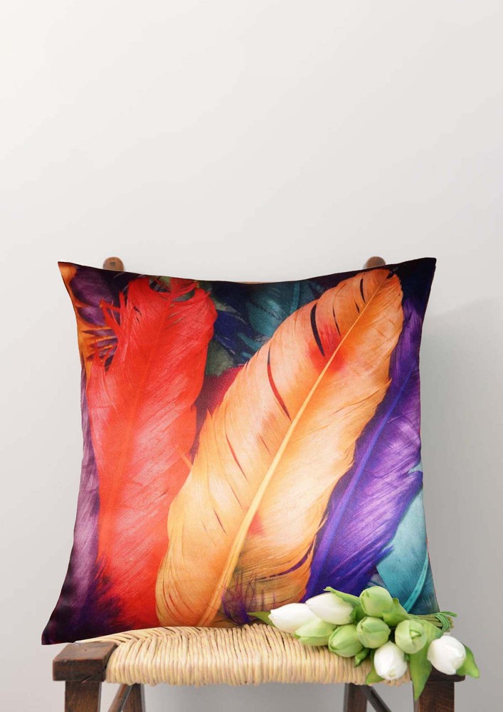 Lushomes Printed Feather Touch Cushion Cover (16 x 16 inches, Single pc)