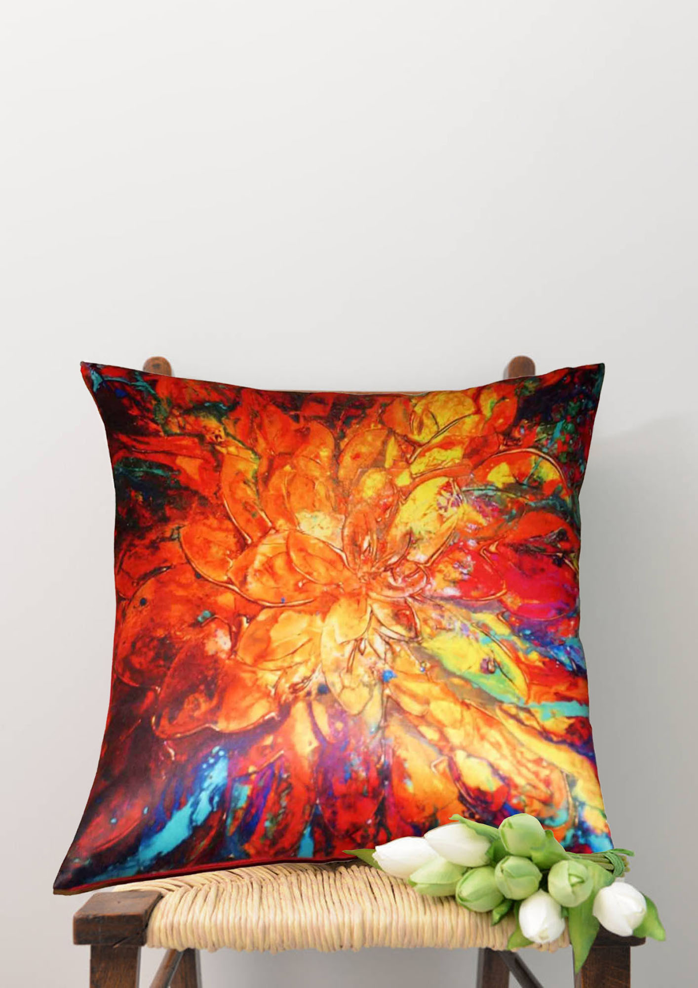 Lushomes Printed Pallate Cushion Cover (16 x 16 inches, Single pc)