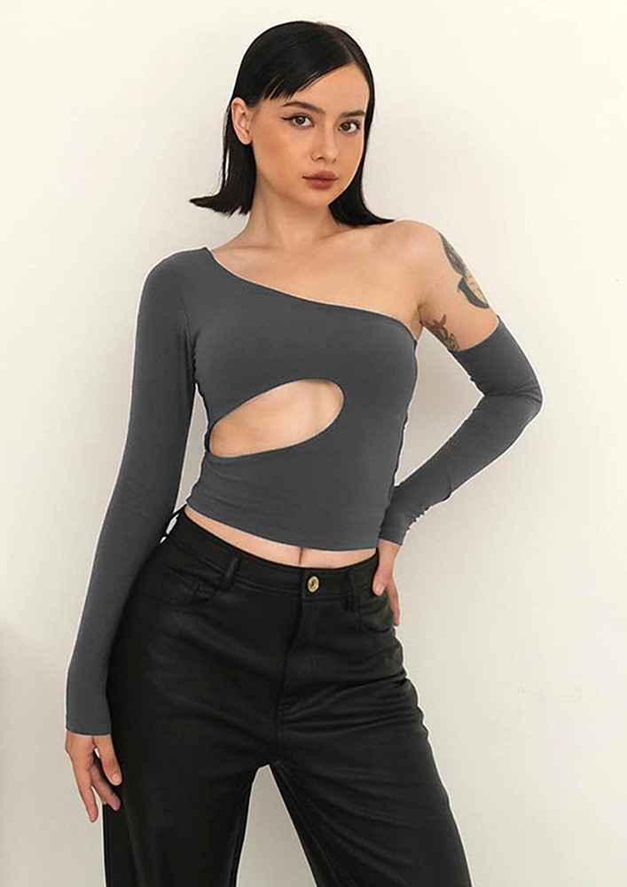 One-shoulder Top With Detachable Sleeve