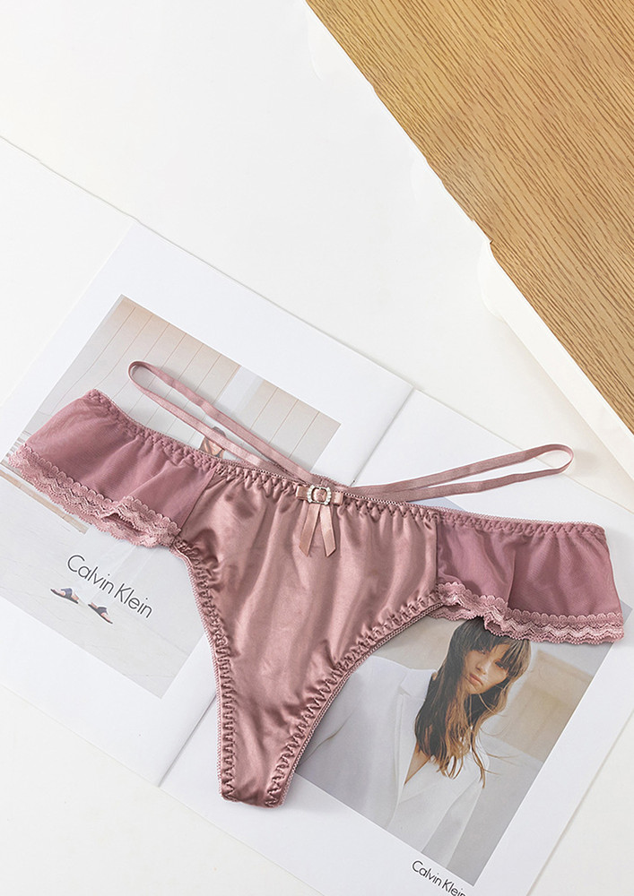 SATIN MESH STRAPPY DUSTY PINK THONG