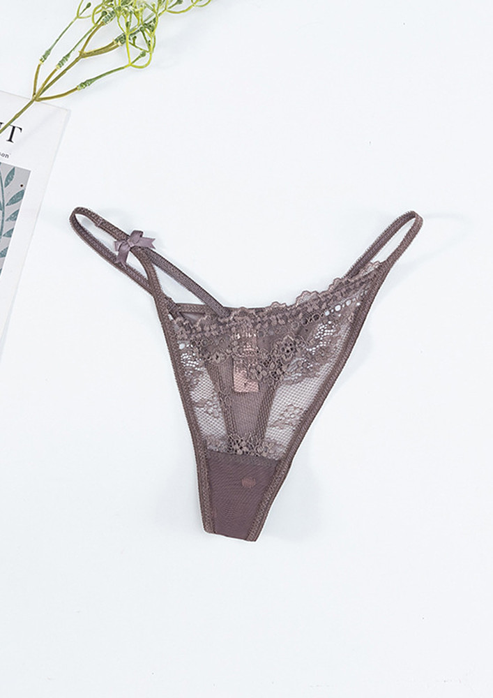 T-STRAP HOLLOW LACE GRAY PURPLE THONG