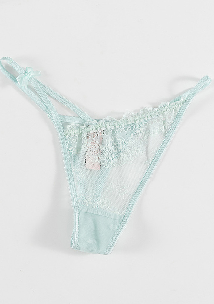 T-STRAP HOLLOW LACE LIGHT GREEN THONG