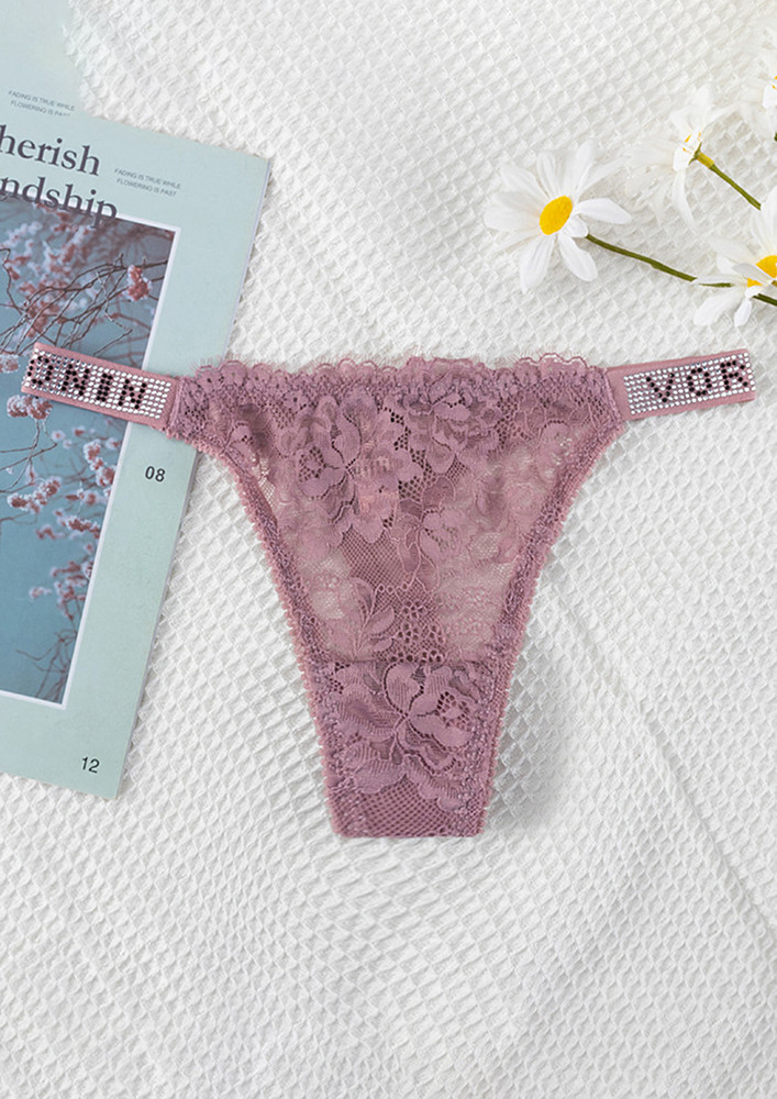 PRINTED-STRAP DUSTY PINK FS THONG