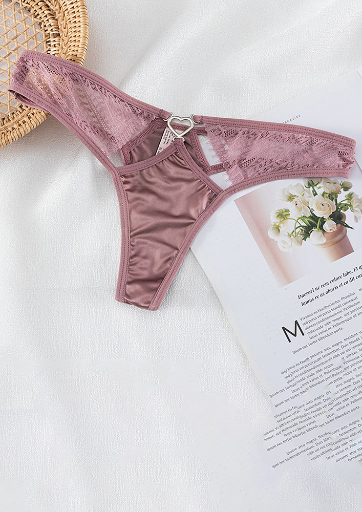 CUT-OUT SATIN LACE DUSTY PINK THONG