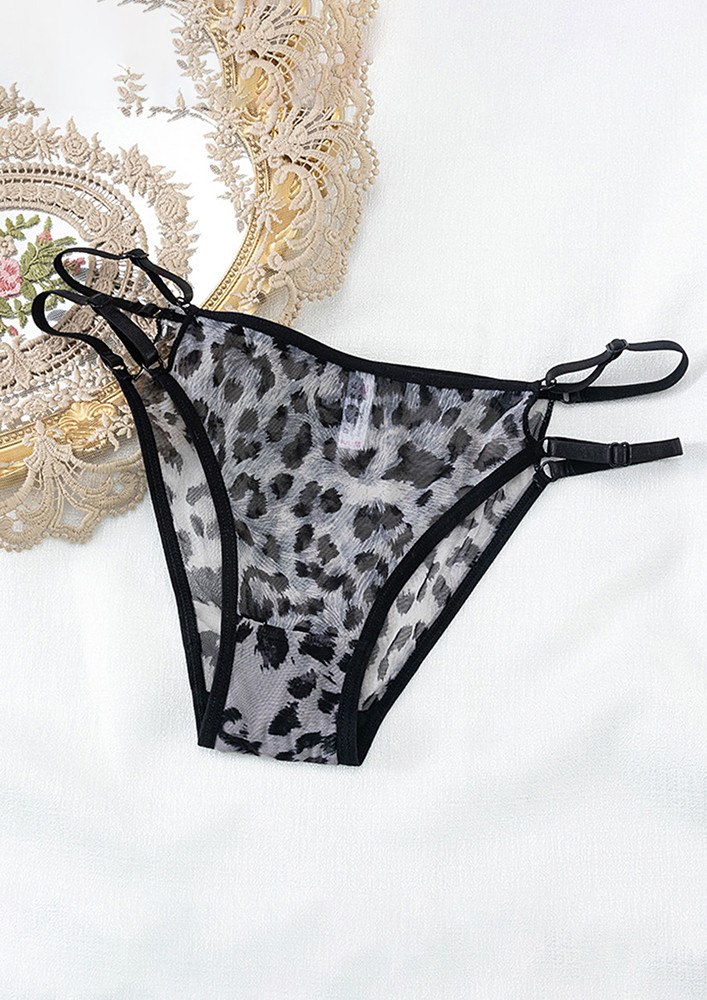 Printed Hollow-out Strappy Thong