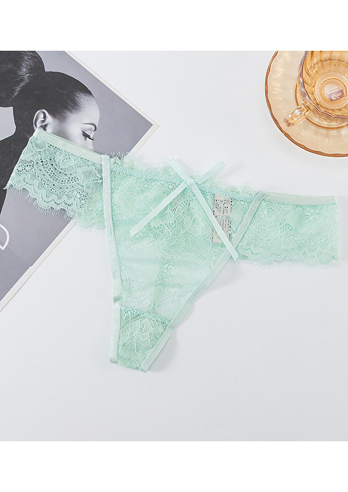 LACY TRANSPARENT LIGHT GREEN LOW-RISE THONG