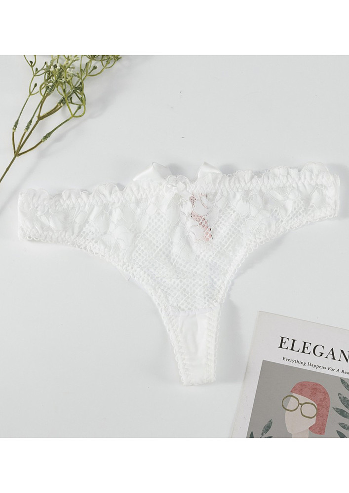 TRANSPARENT LACE WHITE LOW-WAIST THONG