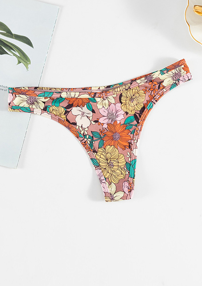 PRINTED LOW-WAISTED DUSTY PINK THONG
