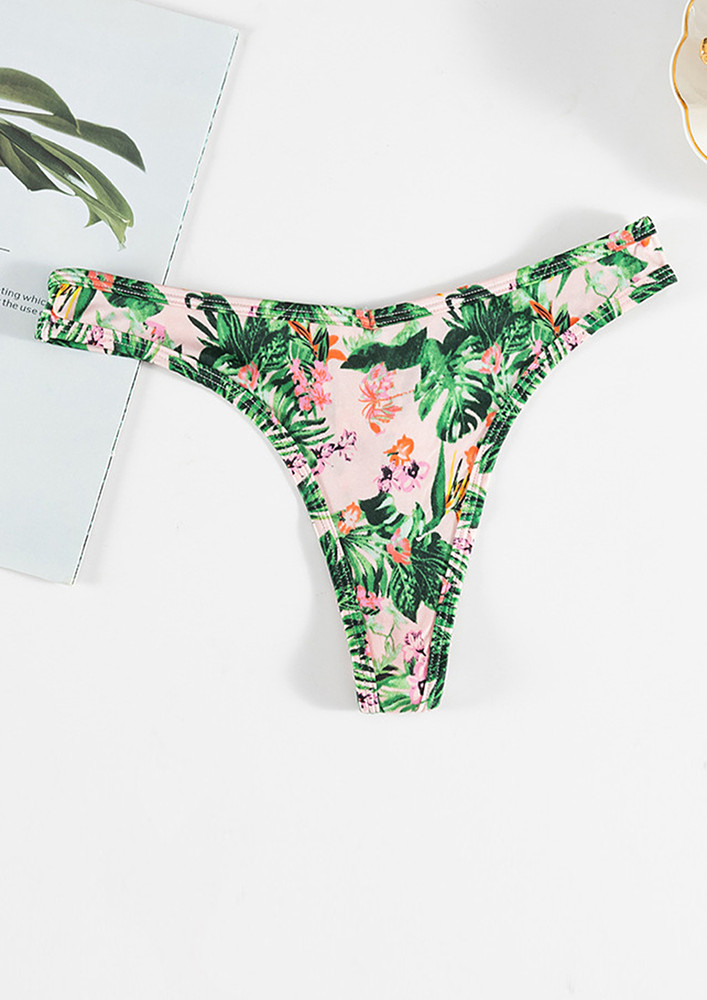 PRINTED LOW-WAISTED PINK THONG