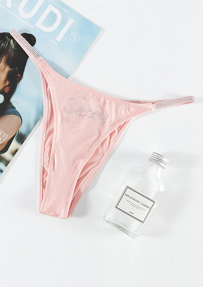 STUDED PRINT PINK T-STRAP THONG