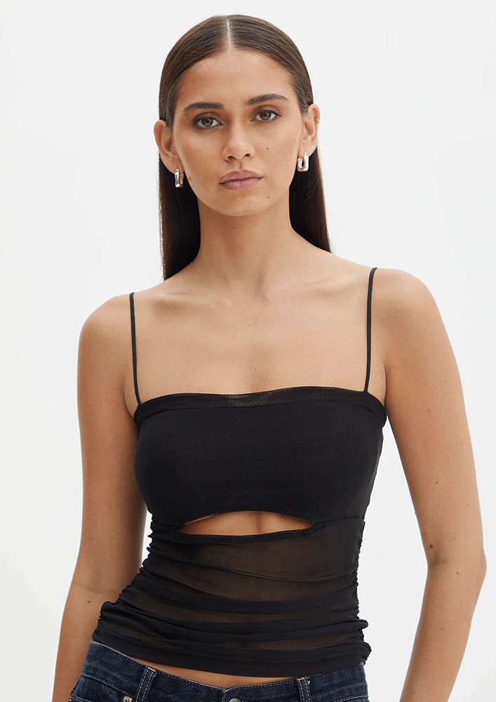 Black Cut-out Detail Strappy Cami