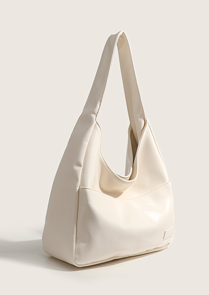 FAUX LEATHER WHITE HOBO BAG