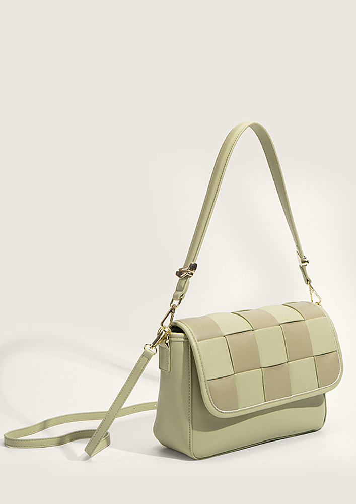 QUILTED FLAP GREEN SMALL SHOULDER BAG