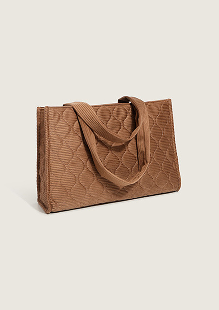 QUILTED BROWN TOTE BAG