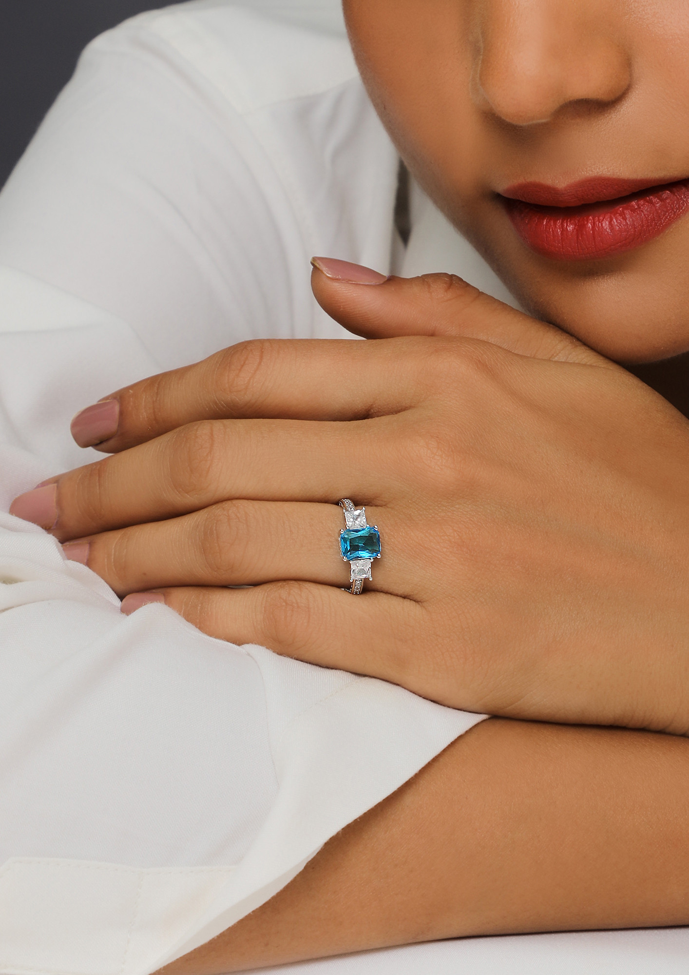 Buy Gem Bells 925 Sterling Silver Designer Ring | Aqua Blue Colour | Women  Silver Ring | Pure Silver Ring For Girls | Silver Ring For Girls Unique  Design | Ring Light |