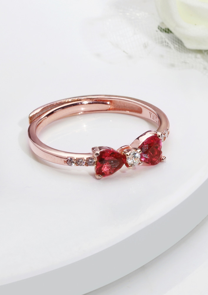 Anushka Sharma Rose Gold Cherry Bow Heart Ring