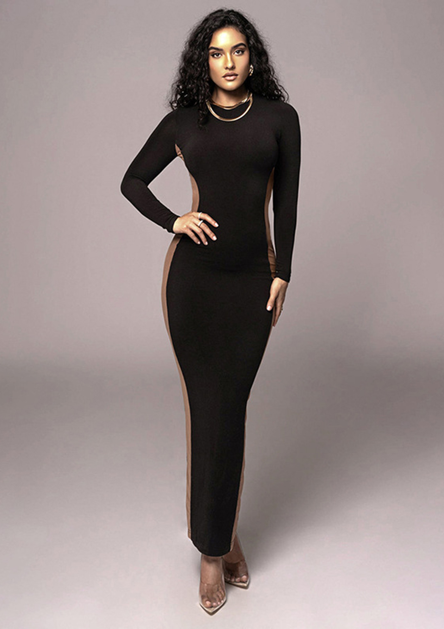 Chandra Mesh Dress - Black Long Sleeve Cocktail Bodycon Mini – Runway  Goddess