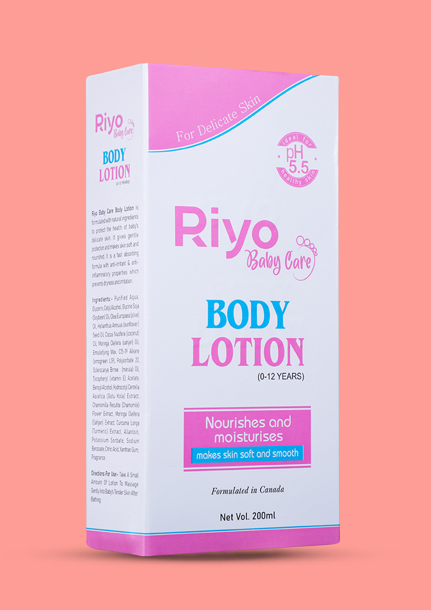 Riyo Baby Body Lotion for delicate skinn Nourishes and moisturises, 200ml