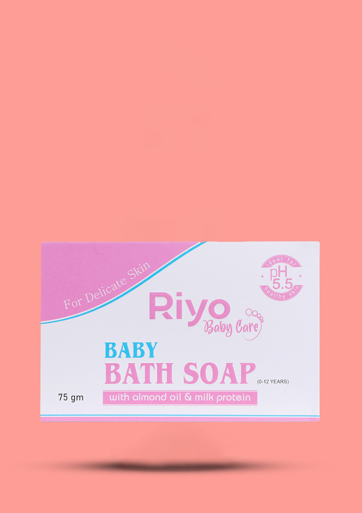 Riyo Baby Bath Soap With Almond Oil & Milk Protein for Delicate skin, 75gm