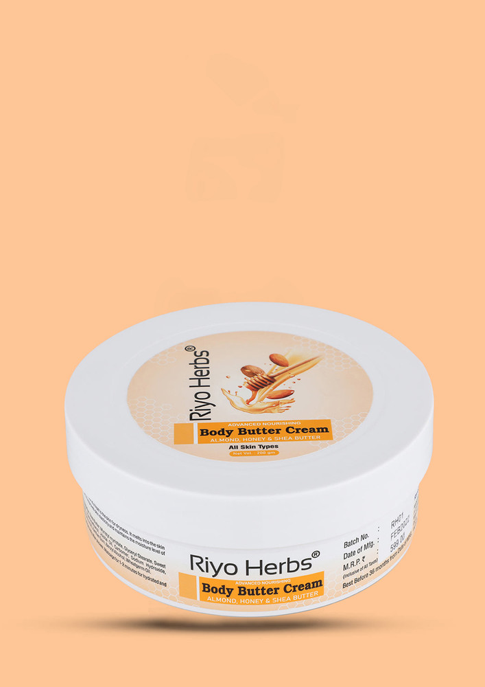 Riyo Herbs Advanced Nourishment Body Butter Cream With Almond, Honey & Shea Butter For All Skin Types, 200gm