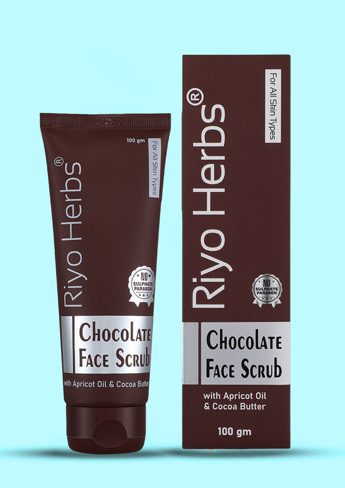 Riyo Herbs Chocolate Face Scrub With Apricot Oil & Cocoa Butter, For All Skin Types, 100gm